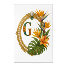 Gold Tropical Monogram Letter G Luxury
