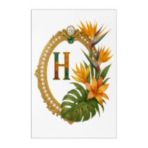 Gold Tropical Monogram Letter H Luxury