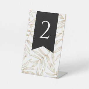 Gold Tropical Summer Wedding Table Number Pedestal Sign