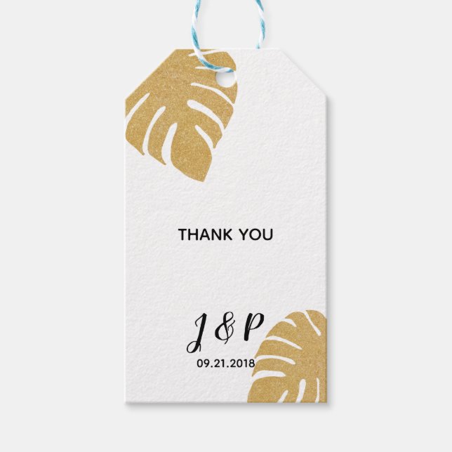 Gold Tropical Wedding Gift Tag (Front)