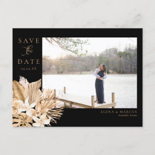 Gold Tropics Save The Date Announcement Postcard