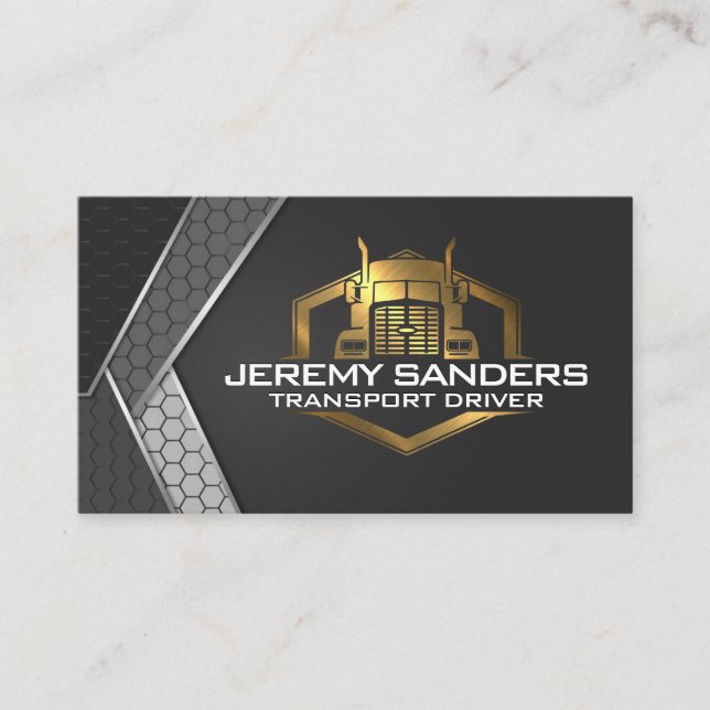 Gold Truck Logo | Industrial Background Business Card (Front)