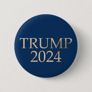 Gold Trump 2024 on Blue 6 Cm Round Badge