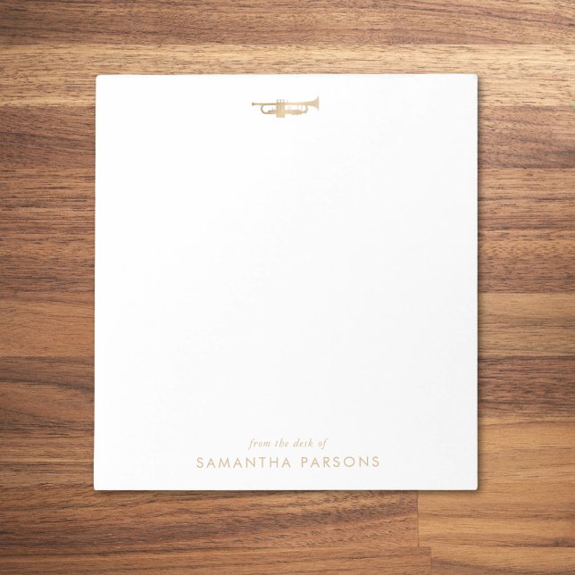 Gold Trumpet Simple Elegant Music Teacher Notepad (Creator Uploaded)