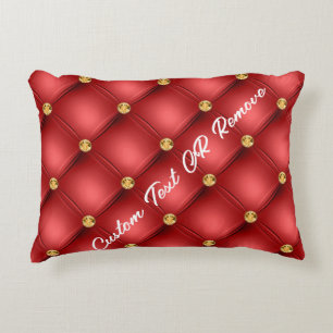 Gold Tuft Red Pillow Personalised Text
