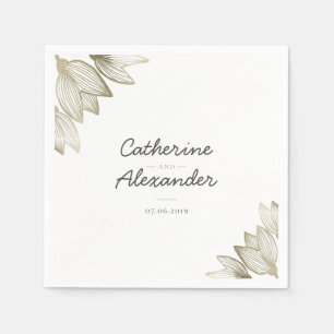 Gold Tulip Blossoms   Personalised Wedding Napkin