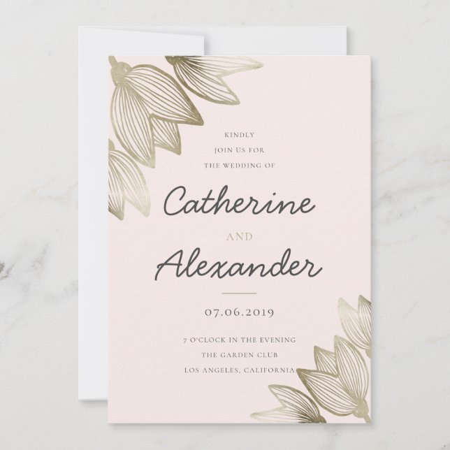Gold Tulip Blossoms | Wedding Invitation (Front)
