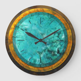 Gold & Turquoise 1 Wall Clocks