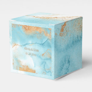 Gold Turquoise Abstract Name Modern Wedding Favour Box
