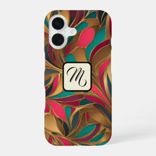 Gold Turquoise and Ruby Splash iPhone 16 Case