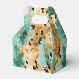 Gold Turquoise Black Animal Print Favour Box