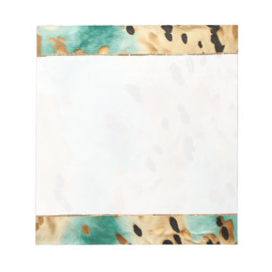 Gold Turquoise Black Animal Print Notepad