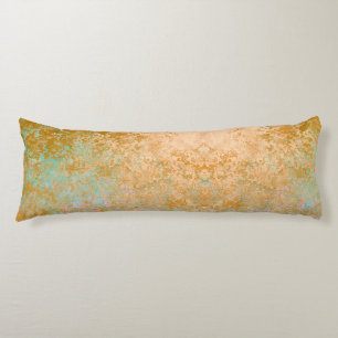 Gold & Turquoise Blue Patina Alcohol Ink Abstract Body Cushion