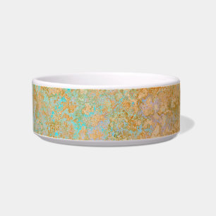 Gold & Turquoise Blue Patina Alcohol Ink Abstract Bowl