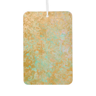 Gold & Turquoise Blue Patina Alcohol Ink Abstract Car Air Freshener
