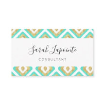Gold & Turquoise Chic & Elegant Ikat Pattern