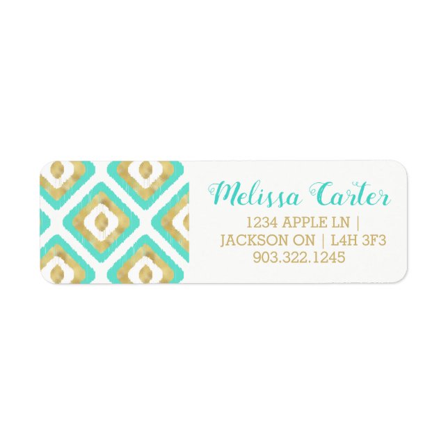 Gold & Turquoise Chic Ikat Pattern (Front)