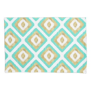 Gold & Turquoise Chic Ikat Pattern Pillowcase