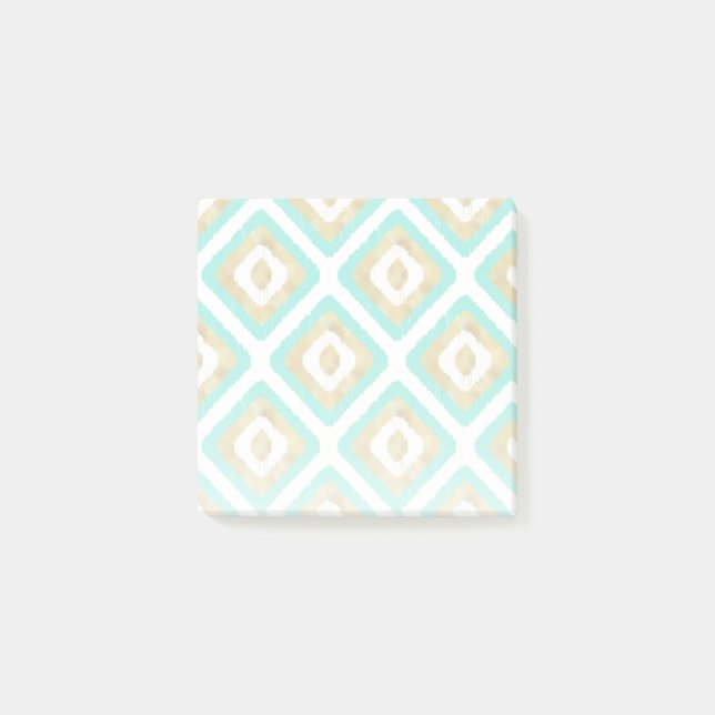 Gold & Turquoise Chic Ikat Pattern Post-it Notes (Front)