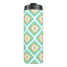 Gold & Turquoise Chic Ikat Pattern