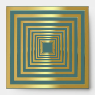 Gold turquoise green 3d illusion square Envelope