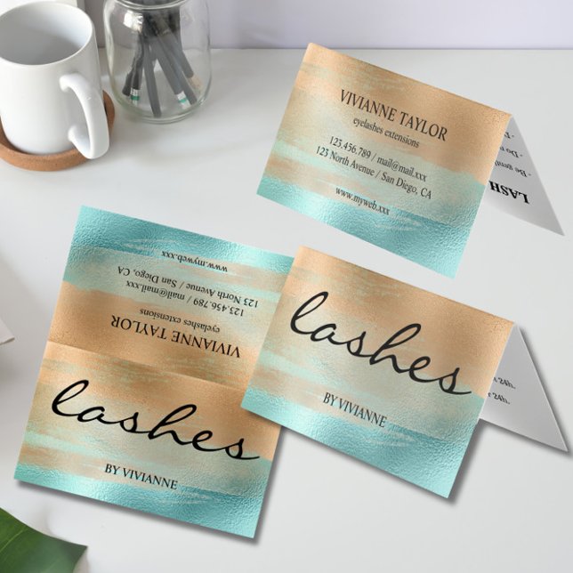 Gold Turquoise Lashes Business Card (Creator Uploaded)