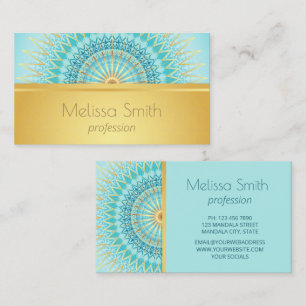 Gold Turquoise Mandala Business Card