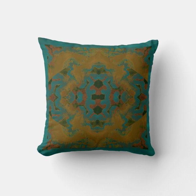 Gold & Turquoise Modern Pattern Pillow 4 Home (Front)