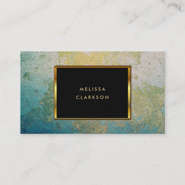 Gold & turquoise stone geode pattern business card (Front)