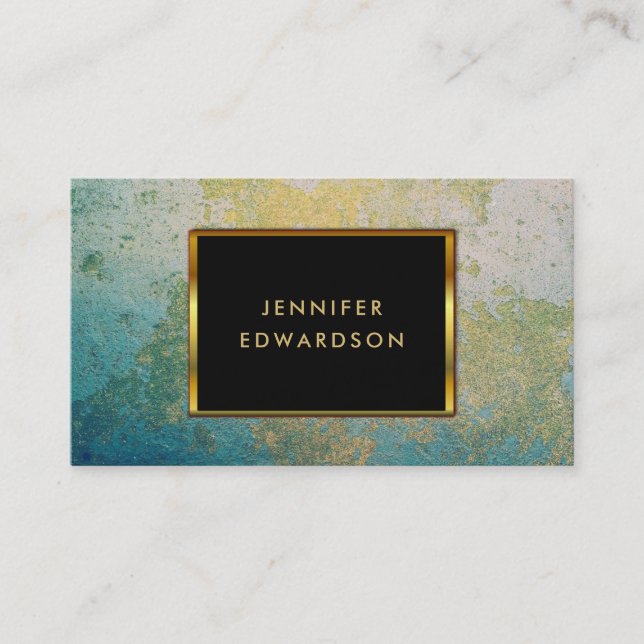 Gold & turquoise stone geode professional business card (Front)