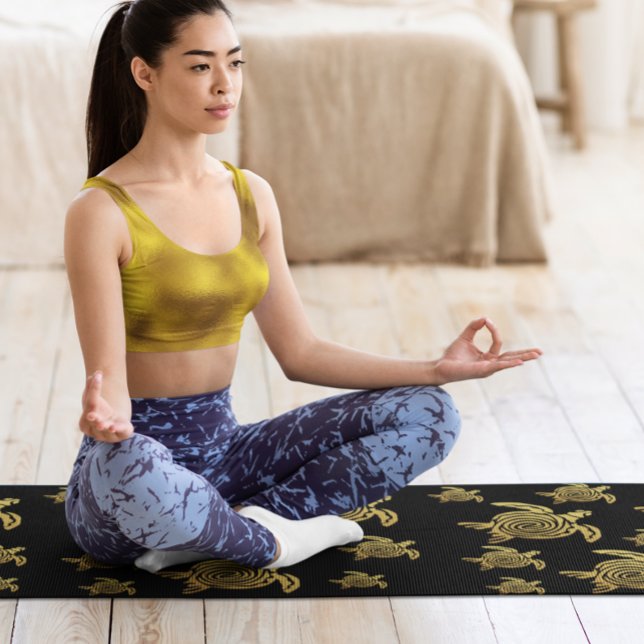 Gold Turtle Tropical Hawaii Nautical Yoga Mat (Creator Uploaded)