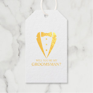 Gold Tuxedo Suit Personalised Groomsman Proposal Gift Tags