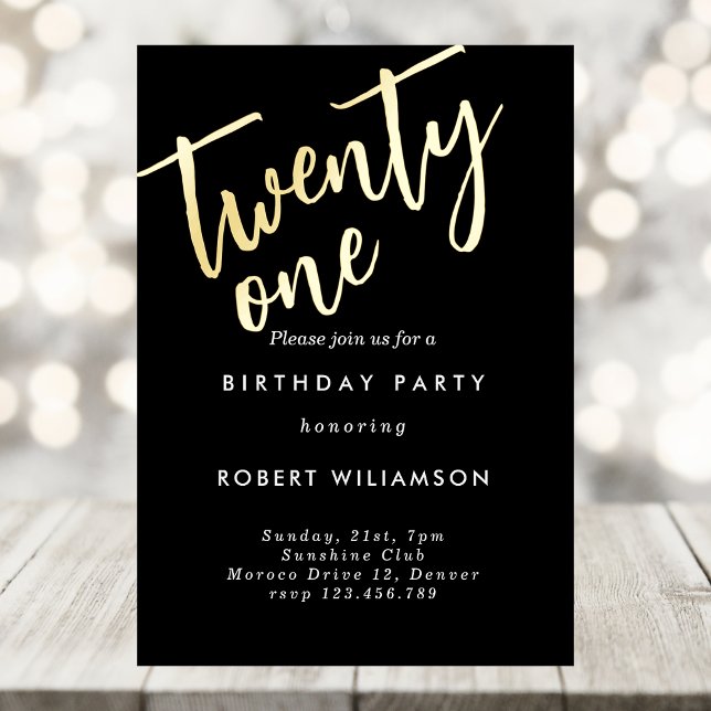 Gold twenty one birthday invitation (Creator Uploaded)