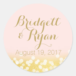 Gold Twinkle Lights Changeable Colour Classic Round Sticker