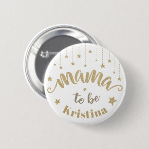 Gold Twinkle Little Star Baby Shower Mama to be 6 Cm Round Badge