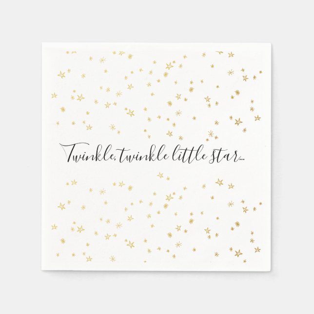 Gold Twinkle Little Star Baby Shower Paper Napkins (Front)