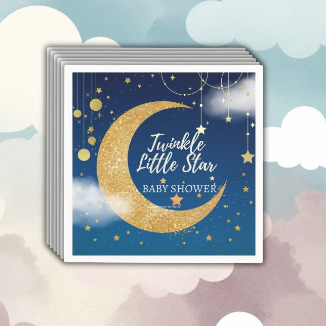 Gold Twinkle Little Star Dreamy Baby Shower Napkin (Creator Uploaded)