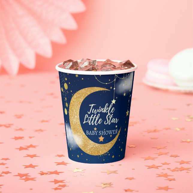 Gold Twinkle Little Star Dreamy Baby Shower Paper Cups (Insitu)