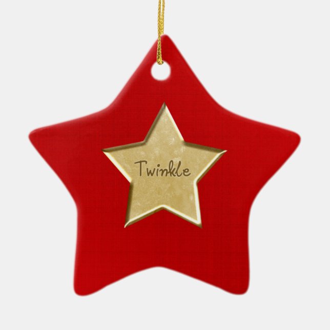 Gold Twinkle Star  Christmas Ornament (Front)