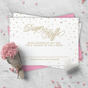 Gold Twinkle Stars Diaper Raffle Ticket Enclosure Card