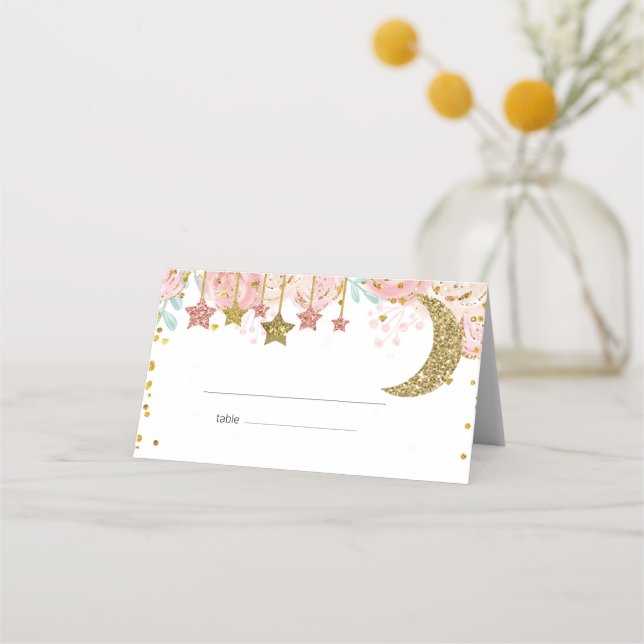 Gold twinkle twinkle Baby Shower Place card (Back)