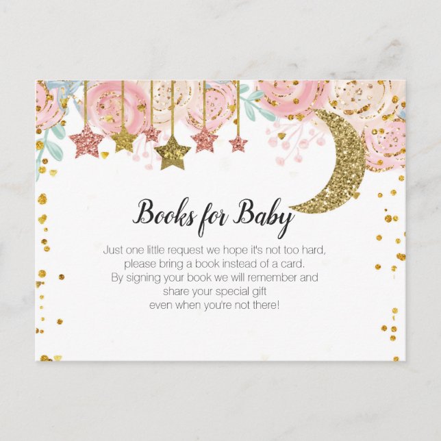 Gold twinkle twinkle - Bring a book insert Invitation Postcard (Front)
