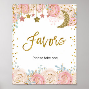Gold twinkle twinkle star Watercolor Favor Sign
