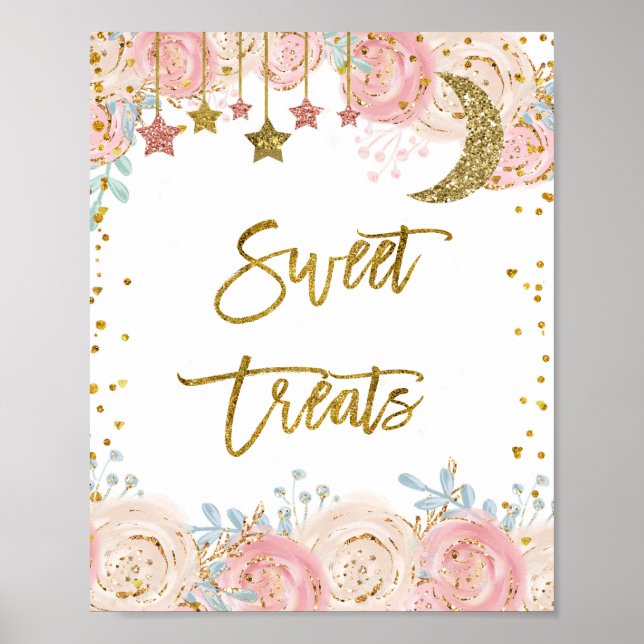 Gold twinkle twinkle star watercolor Sweet Treats Poster (Front)