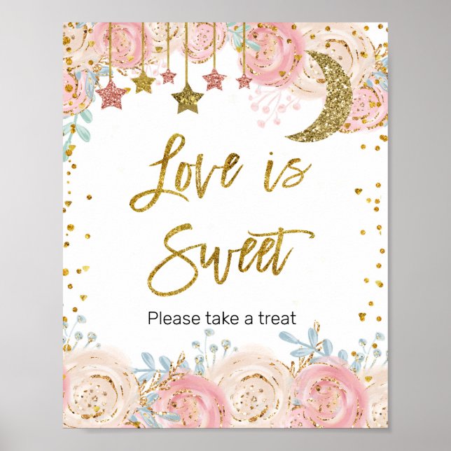 Gold twinkle twinkle Watercolor Love is Sweet Sign (Front)