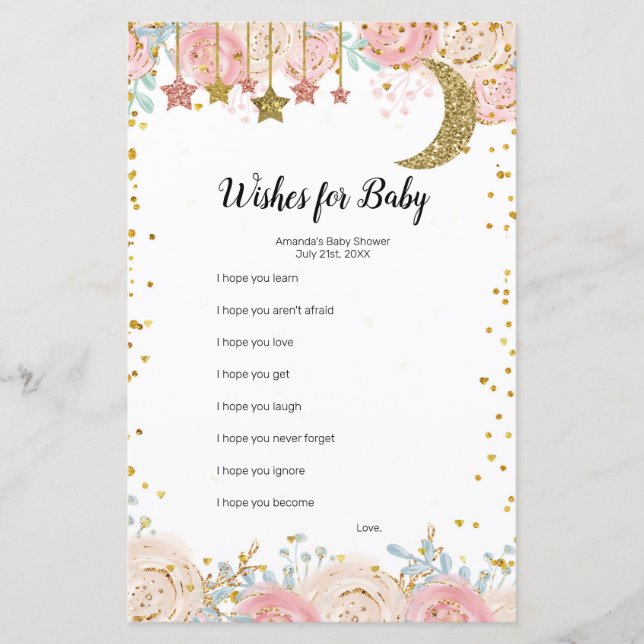 Gold twinkle twinkle Watercolor Wishes for Baby (Front)
