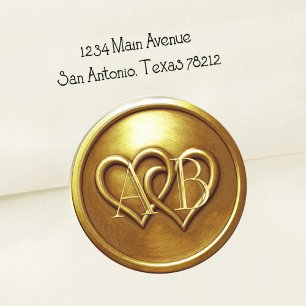 Gold Two Hearts Intertwined Wedding  Classic Round Sticker