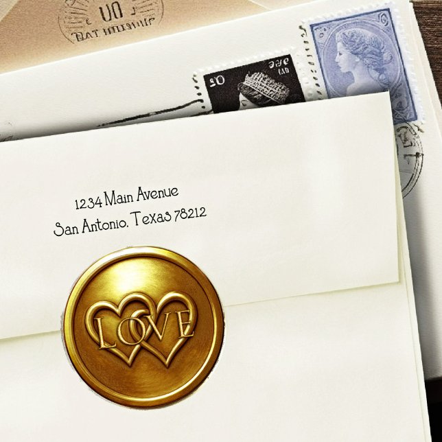 Gold Two Hearts Intertwined Wedding Love Classic Round Sticker (Creator Uploaded)