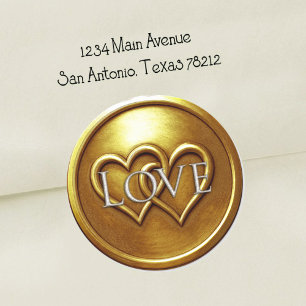 Gold Two Hearts Intertwined Wedding Love Classic Round Sticker