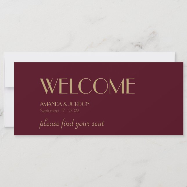 Gold Type Deco | Burgundy Seating Chart Header (Front)